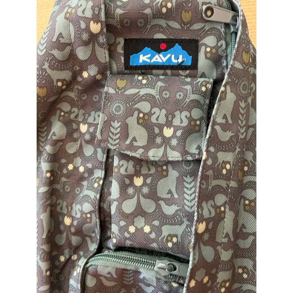 Kavu Rope Sling Crossbody Bag Special Edition Green Forest Folklore Animals